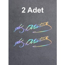 Renas Store Sticker Usta Atatürk Imza Sticker - (2 Adet Mustafa Kemal Atatürk Imza 00016 Çok Renkli 15X4,5 cm