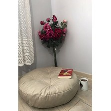 Elf Consept Bej Rengi Yuvarlak Mini Yer Pufu Yer Minderi