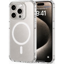 Bzontech iPhone 15 Pro Uyumlu Yumuşak Magsafe Kablosuz Şarj Destekli Şeffaf Kılıf Kamera Için Yükseltilmiş Çerçeve