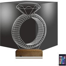 Luvivia Tek Taş Yüzük Sevgiliye Hediye 3D Lamba - Masa Gece Lambası