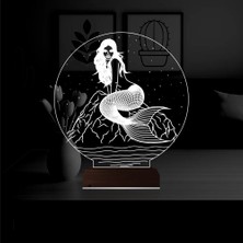 Luvivia Deniz Kızı Mermaid 3D Lamba - Masa Gece Lambası