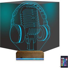 Luvivia Dj Müzik Mikrofon Kulaklık 3D Lamba - Masa Gece Lambası