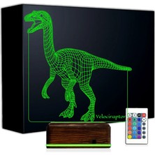 Luvivia Dinozor Velociraptor 3D Lamba - Masa Gece Lambası