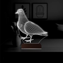 Luvivia Güvercin Kuş 3D Lamba - Masa Gece Lambası
