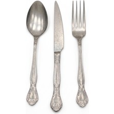 Arsel Dafne Eskitme Gümüş 18 Parça Kutulu Çatal Kaşık Bıçak Takımı 6 Kişilik Minimal Set 18/10 Premium 304 Kalite