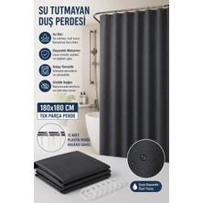 Binbirreyon Banyo Duş Perdesi ve 12 Adet Halka Seti 180X180CM Tek Parça Su Tutmaz LC031