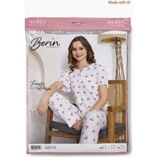 Berin Homewear Kadın Pijama Takımı – Kiraz Desenli Ribana 🍒