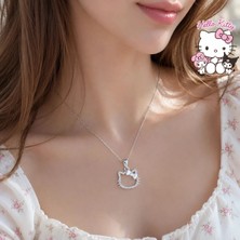 ShellWetr Kadın Kolye Hello Kitty Parlak 925 Ayar Gümüş Parlak Özel Kaplama Işıl Işıl Hediyelik Kadın / Genç K