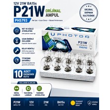 Photon P21W Orijinal Kalite 12V 21W BA15S 10 Adet Ampul Seti Stop Sinyal Lambası Sarı Işık