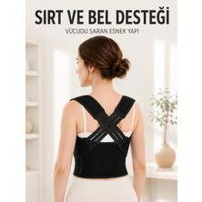 Ruhes Dik Duruş Korsesi Ayarlanabilir Lastikli Sırt ve Bel Destekli Postür Korsesi