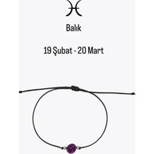 Femenino Balık Burcu Gerçek Doğal Ametist Taşlı Şans Bilekliği – Özel Kutulu