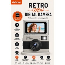 Vothoon Retro Mini Dijital Kamera 1080P 1.47 Inç Flip Ekranlı Flaşlı Selfie Vlog Kamerası 4gb Sd Hediyeli