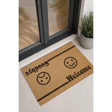 Reflexa Kapı Önü Halı Paspas "welcome - Goodbye" Yazılı Mutlu / Üzgün Emoji Desenli 60 x 40