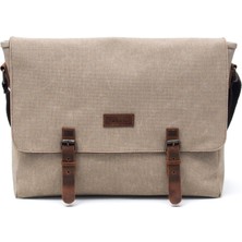 Gillario Design 03 Kanvas Deri Bej 15.6 Inch Postacı Laptop Çantası