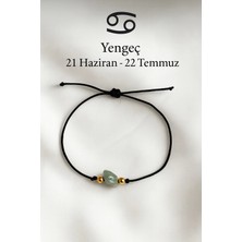 Femenino Yengeç Burcu Gerçek Doğal Aventurin Taşlı Şans Bilekliği - Özel Kutulu