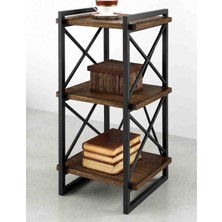 Dekoriye Metal Ahşap Raf Ünitesi 3 Katlı Kitaplık 98X50X25 cm – Endüstriyel Dekoratif Kitaplık ve Duvar Rafı