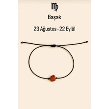 Femenino Başak Burcu Gerçek Doğal Akik Taşlı Şans Bilekliği - Özel Kutulu