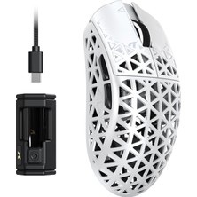 R5 Ultra Karbon Fiber Hyperspeed Kablosuz Gaming Mouse – 39G Süper Hafif, PAW3950MAX Sensör, 42000 Dpı, 8000Hz Kablosuz Polling, Bt/2.4g/kablolu Usb-C, Windows/mac Uyumlu – White
