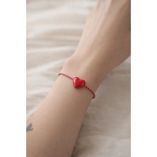 Femenino Seramik Kalp Boncuk Kore Ipi Marteniçka Kartlı Bileklik