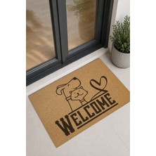 Reflexa Kapı Önü Halı Paspas "welcome" Yazılı Kedi ve Köpek Desenli Kalpli 60 x 40