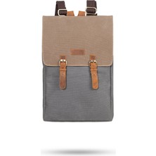 Gillario Design 02 15.6 Inch Gri Kanvas (Vizon Kapak) Laptop Sırt Çantası
