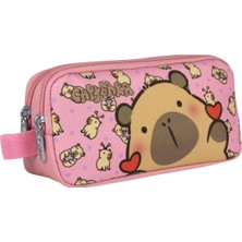 Capybara Kız Çocuk Iki Bölmeli Kalem Çantası - Pembe - 5214