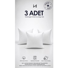 İz Home 3 Adet Premium Ultra Dolgun Kare Kırlent Iç Yastık Seti | Orijinal Silikon Dolgu | Koltuk Köşe Yastık | Vakum Ambalajlı | Yıkanabilir