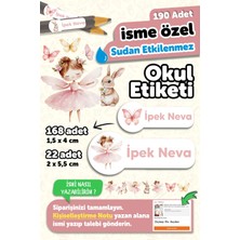 Msticker 190 Adet Kişiye Özel Okul Etiketi Isimli Kalem Defter Suluk Etiket Dayanıklı Etiket Peri Kızı ve Tavşan