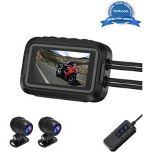 Vothoon Motosiklet Kamerası Full Hd 1080P,150° Geniş Açı 3.0 Ekran Çift Ön–arka Kamera Wifi Destekli Gprs Özellikli