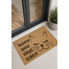 Reflexa Kapı Önü Halı Paspas "hope You Like Cats" Yazılı Kedi Desenli 60 x 40