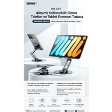 Remax RM-C37 Ayarlanabilir Alüminyum Masaüstü Tablet ve Telefon Stant - Çift Katlanır
