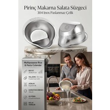 Transformacion 2'li Set Profesyonel Pirinç Süzgeci - 304 Çelik Çok Amaçlı Yıkama, Süzme ve Karıştırma Kabı Seti 721521