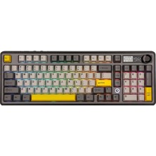 Ajazz AK980 Ekranlı Mekanik Klavye Rgb, Tam Boy Hot-Swap 3 Modlu 8000 Mah Batarya Oyun Klavyesi, Bluetooth /2.4g Kablosuz/type-C Kablolu Siyah/gift Switch