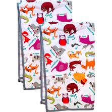 Yorni Sıvı Geçirmez Bebek Bakım Örtüsü Alt Açma Örtüsü Zoo Zoo Ikili Ekonomik Set 65X80CM%100 Polyester