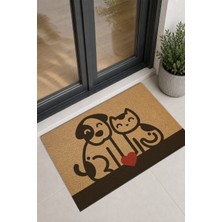 Reflexa Kapı Önü Halı Paspas Kedi ve Köpek Desenli Kalpli 60 x 40
