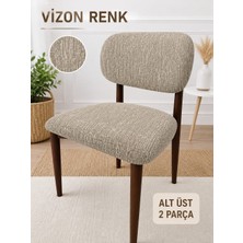 Arife Home Elma Sandalye Kılıfı Yıkanabilir Esnek Lastikli Mutfak Salon Restoran Lokanta Sandalye Örtüsü Alt Üst 2parça Takım