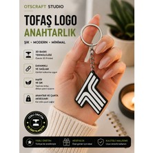 Otscraft Studio Oto Logo Anahtarlık 3D Baskı Siyah Beyaz Araba Anahtarlığı