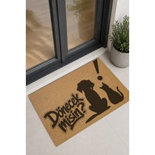 Reflexa Kapı Önü Halı Paspas "dönecek Misin?" Yazılı Kedi Köpek Desenli 60 x 40