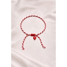 Femenino Kırmızı Kalp Boncuklu Marteniçka Bileklik Kartlı