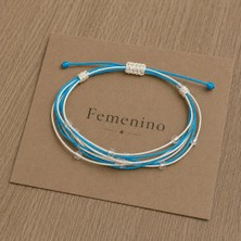 Femenino Iki Renk Çoklu Boncuklu Ip Bileklik Ayarlanabilir Makrome Tasarım
