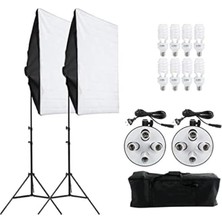 Fototekfotoğraf 50X70CM 4 Duylu Softbox Sürekli Işık,fotoğraf,video,youtuber Kit Ikili Strobist Set