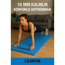 10 mm Pilates Yoga Minderi, Spor Egzersiz Matı, Mavi-Siyah