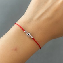 Femenino Rodyum Kaplama Dorika Detaylı Şeffaf Nazar Boncuklu Kırmızı Ip Bileklik – Kararma Yapmaz