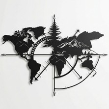 Metal Dünya Haritası Duvar Sanatı Dünya Haritası Dağlar 3D Duvar Silueti Metal Duvar Dekoru Ev Ofis Yatak Odası Oturma Odası Dekorasyonu (Siyah, 40 G x 30 Y / 101X76CM)