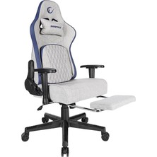 MC-8663B Typhoon Oyuncu Koltuğu Gri Mavi, Terletmez Kumaş, Yatabilen Sırt, Yükseklik Ayarlı Kol Desteği, Ergonomik Gaming Chair, 120-139 kg Taşıma Kapasitesi, 2 Yıl Garanti Dayanıklı