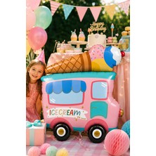 Dodomar Folyo Balon Dondurma Arabası Makaron 70X58 cm Doğum Günü Parti Süsü Dekoratif Büyük Balon