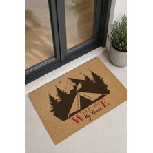Reflexa Kapı Önü Halı Paspas "welcome My House" Yazılı Kamp Çadırı Desenli 60 x 40