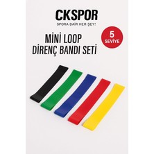 Ckspor 5'li Mini Loop Direnç Bandı Seti, Çok Renkli, Aerobik Egzersiz Lastiği