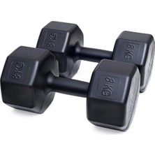 Dambıl Seti, 8 kg x 2 Adet, Toplam 16 Kg, Plastik, Siyah, Fitness ve Spor Ağırlığı