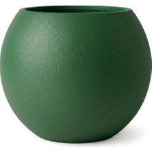 Zevli Dekoratif 27L Küre Saksı Ø35 cm (Orman Yeşili) • Özel Iç Hazne Dahil, Beton Görünümlü Modern Salon ve Bahçe Saksısı